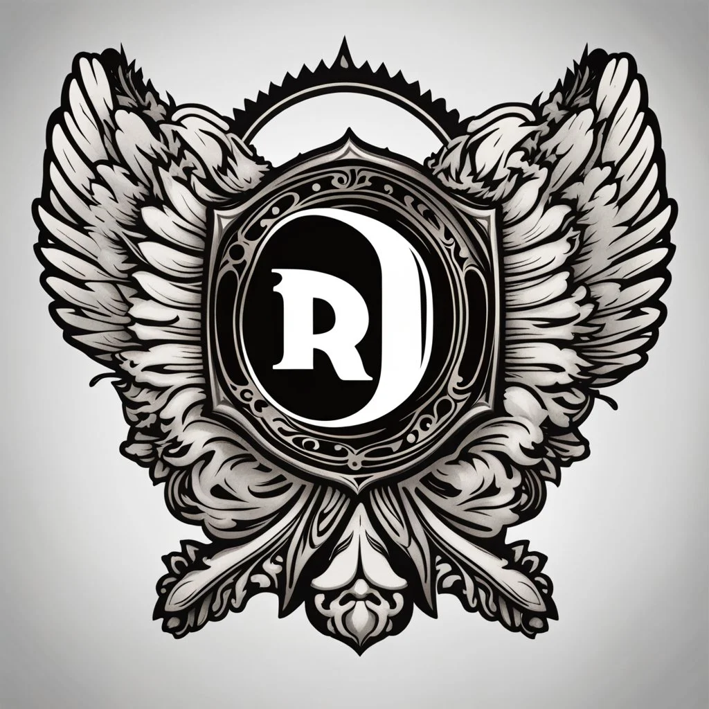 logo with the letter R end N, black and white