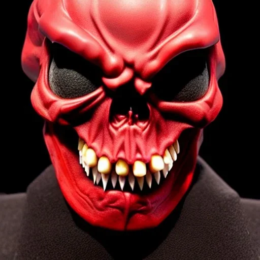 red skull of devil, teeth in nose, pixar style