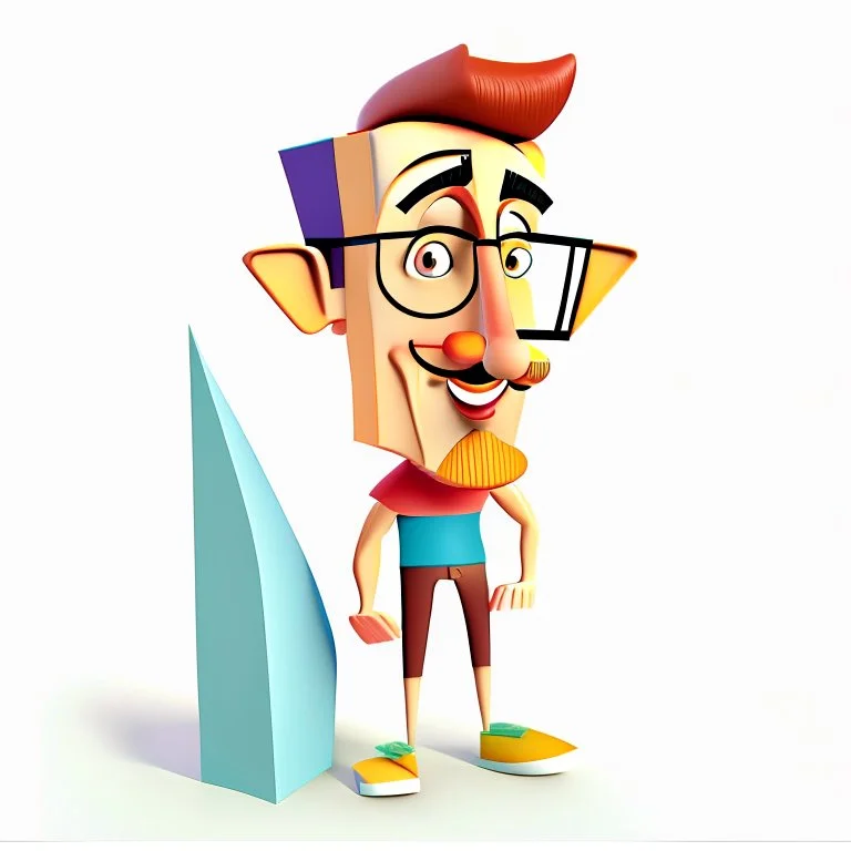 3D vector illustration man with 50 centimeter long nose