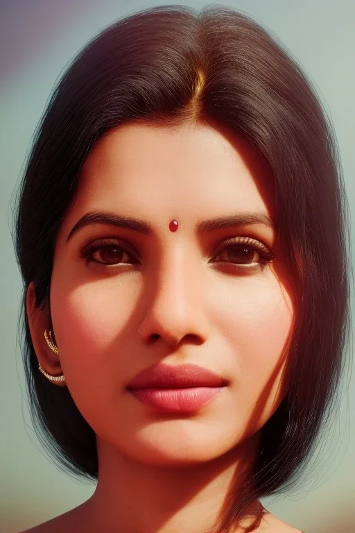 South Indian actress Samantha Ruth Prabhu, by Mahmoud Sai, Cartographic, Circuitry, Golden Hour, Closeup-View, 16k, Lumen Global Illumination, Diffraction Grading