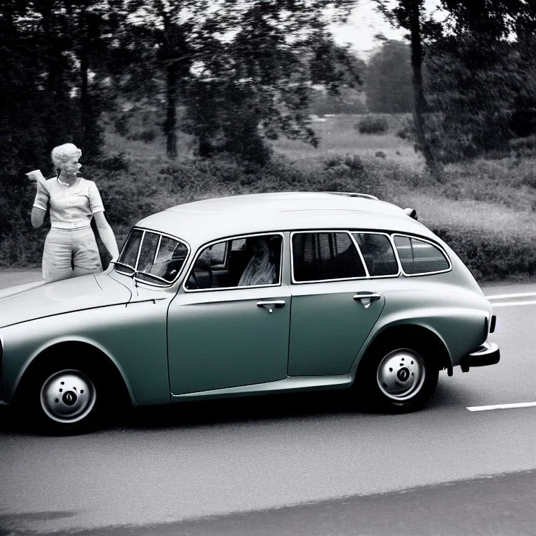 WOMAN driving volvo AMAZON ESTATE by rubens