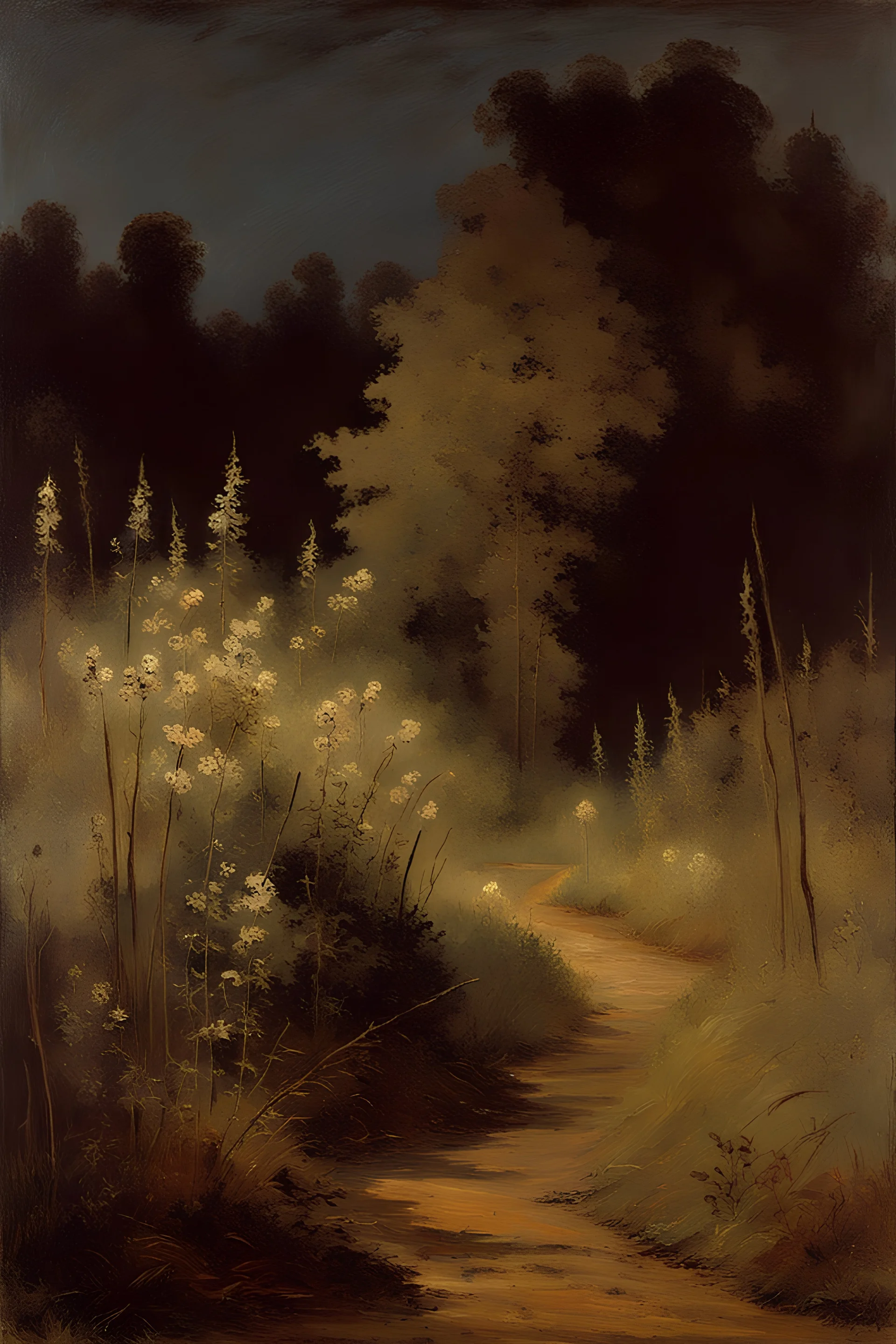 Night, weeds, pudle, auguste oleffe and friedrich eckenfelder impressionism paintings