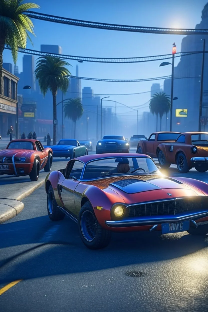 brand campaign for a new drink with orange and chili flavour with Grand Theft Auto V car chase high resolution