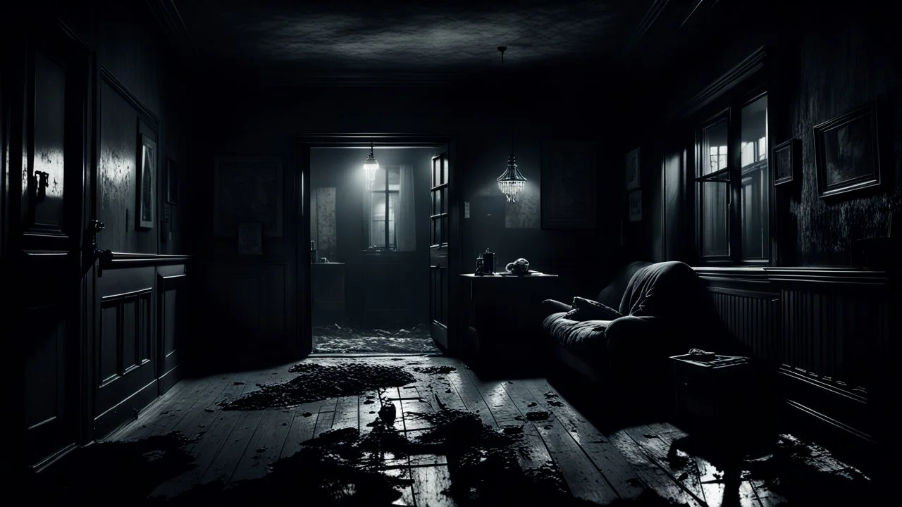 Hogyan is érthetné a második emeleti lakó a földszinten élő nyomorúságát? high contrast, detailed, dark , noir, thriller, deep dark colors, gloomy, cinematic