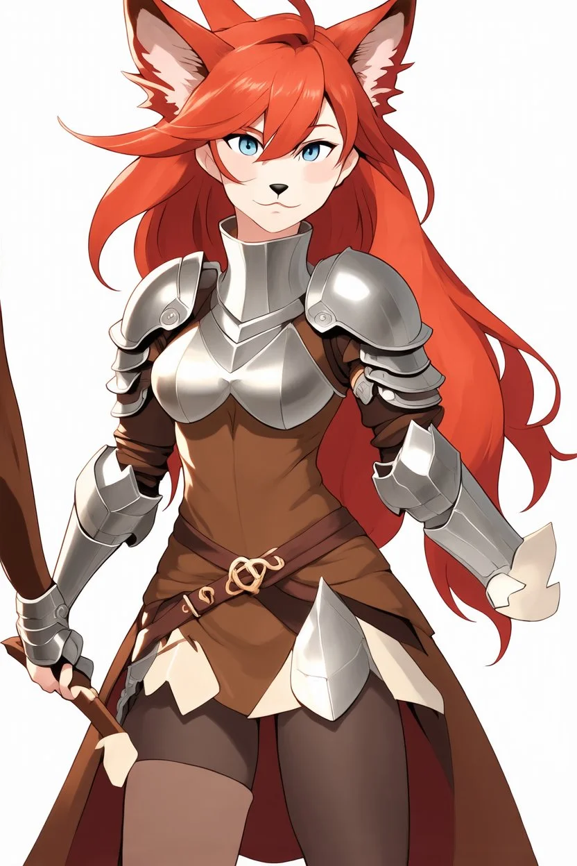 Teenaged Female Red haired kitsune paladin/bard