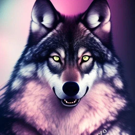 Black Wolf, pink eyes, 8K, cinematic lighting, sharp focus, masterpiece, expert