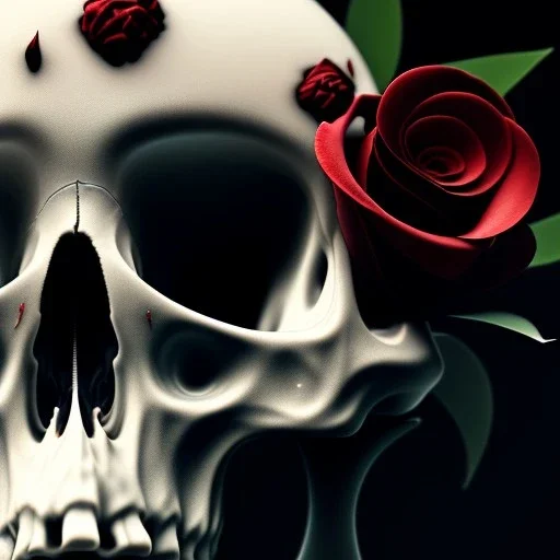 Cracked Skull and red rose, marble texture, dark, fantasy art, shallow depth of field, macro lens, unreal engine 5, ultra detailed,8k, HDR, hyperphotorealistic, bone, set in fire