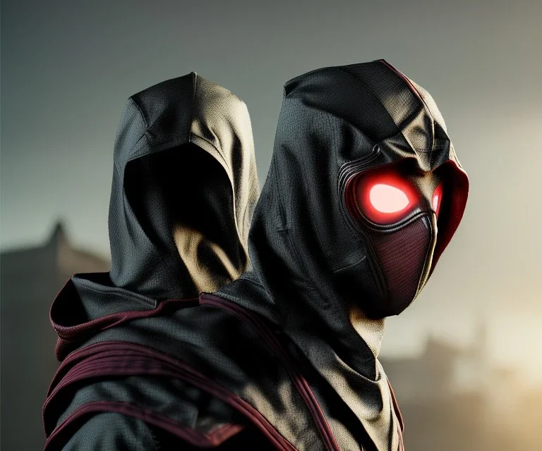 Ermac, mask and hood, highly detailed, hyper-detailed, beautifully color-coded, insane details, intricate details, beautifully color graded, Cinematic, Color Grading, Editorial Photography, Depth of Field, DOF, Tilt Blur, White Balance, 32k, Super-Resolution, Megapixel, ProPhoto RGB, VR, Half rear Lighting, Backlight