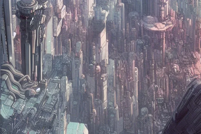 highly detailed futuristic city akira cityscape, katsuhiro otomo style painting