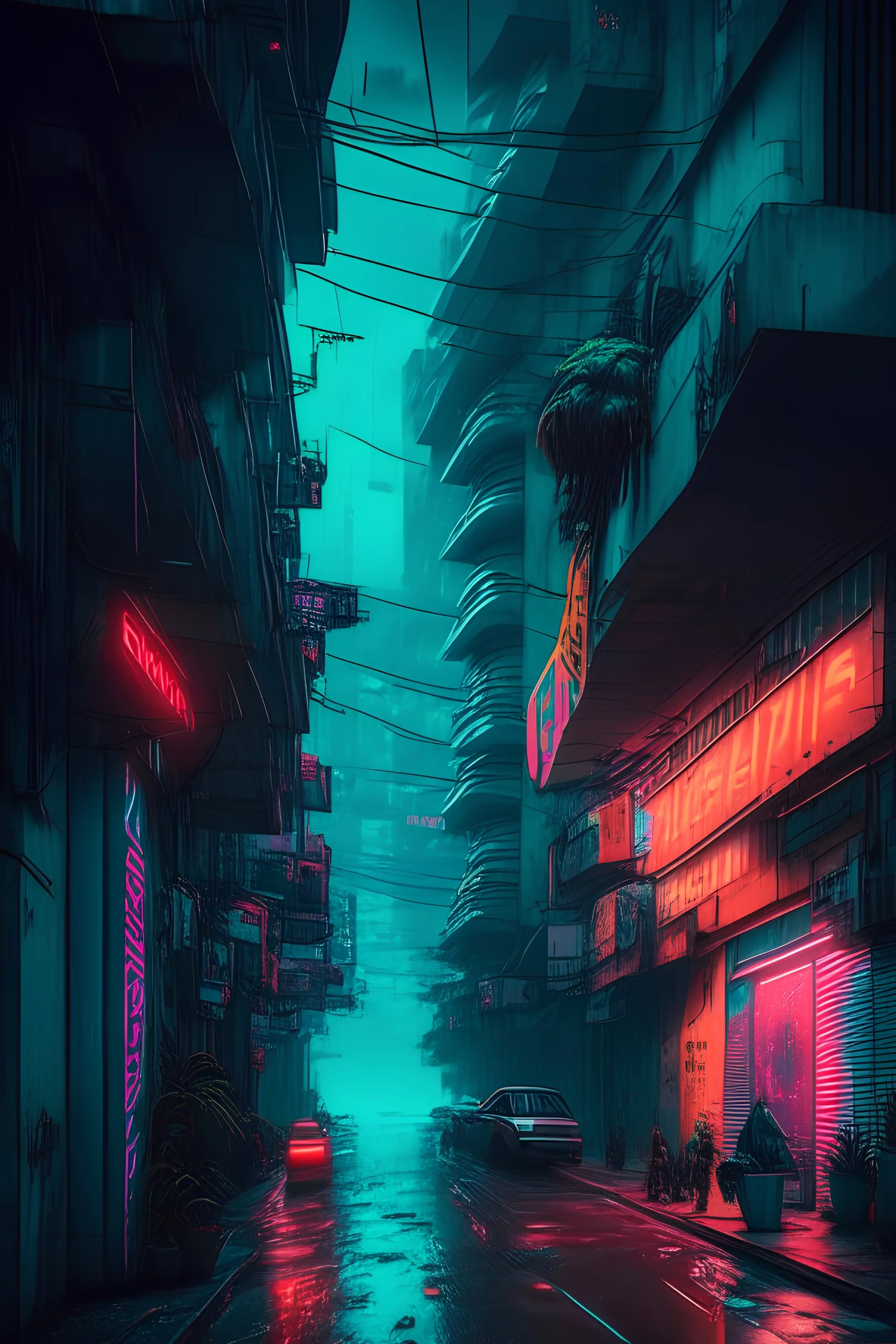 Street in Mexico City in cyberpunk style.