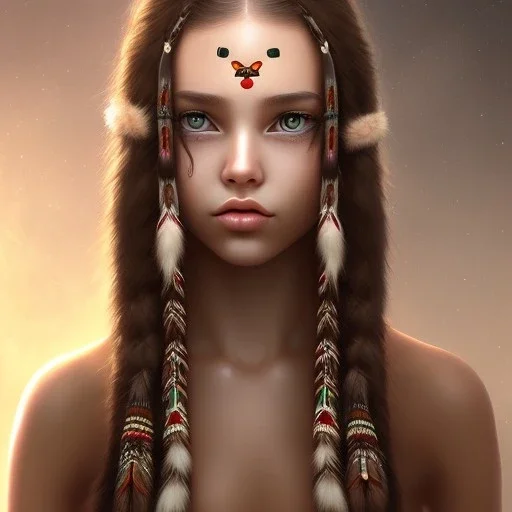 Native American girl, cute, beautiful, long hair, brown eyes