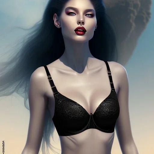 black long hair smiling lady sirene bra on Mars