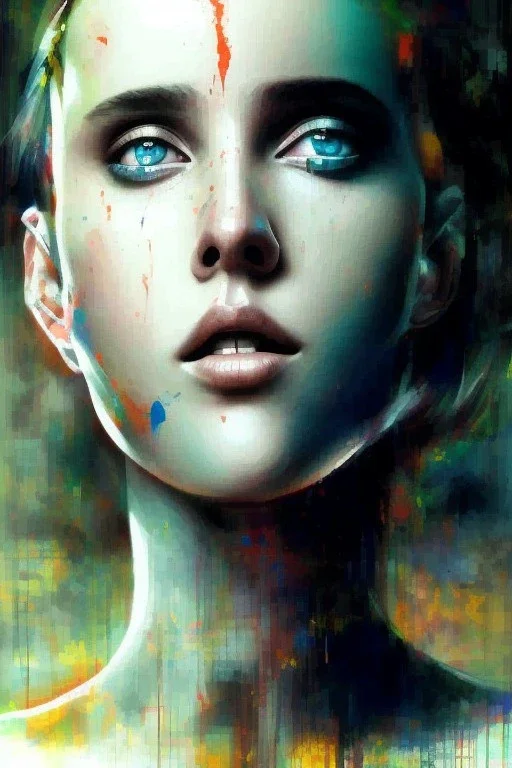 Danish singer MØ face, Abstract portrait by Yoji Shinkawa,