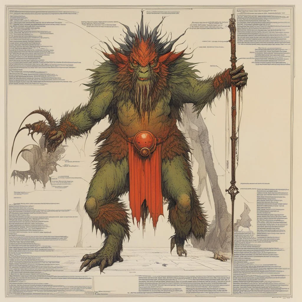 ConceptSheet: AD&D monster mezzodaemon, with statistics [by Moebius]