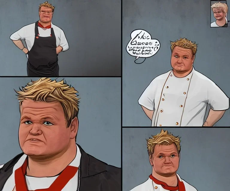 Midjourney style, fat Gordon Ramsey, photorealistic