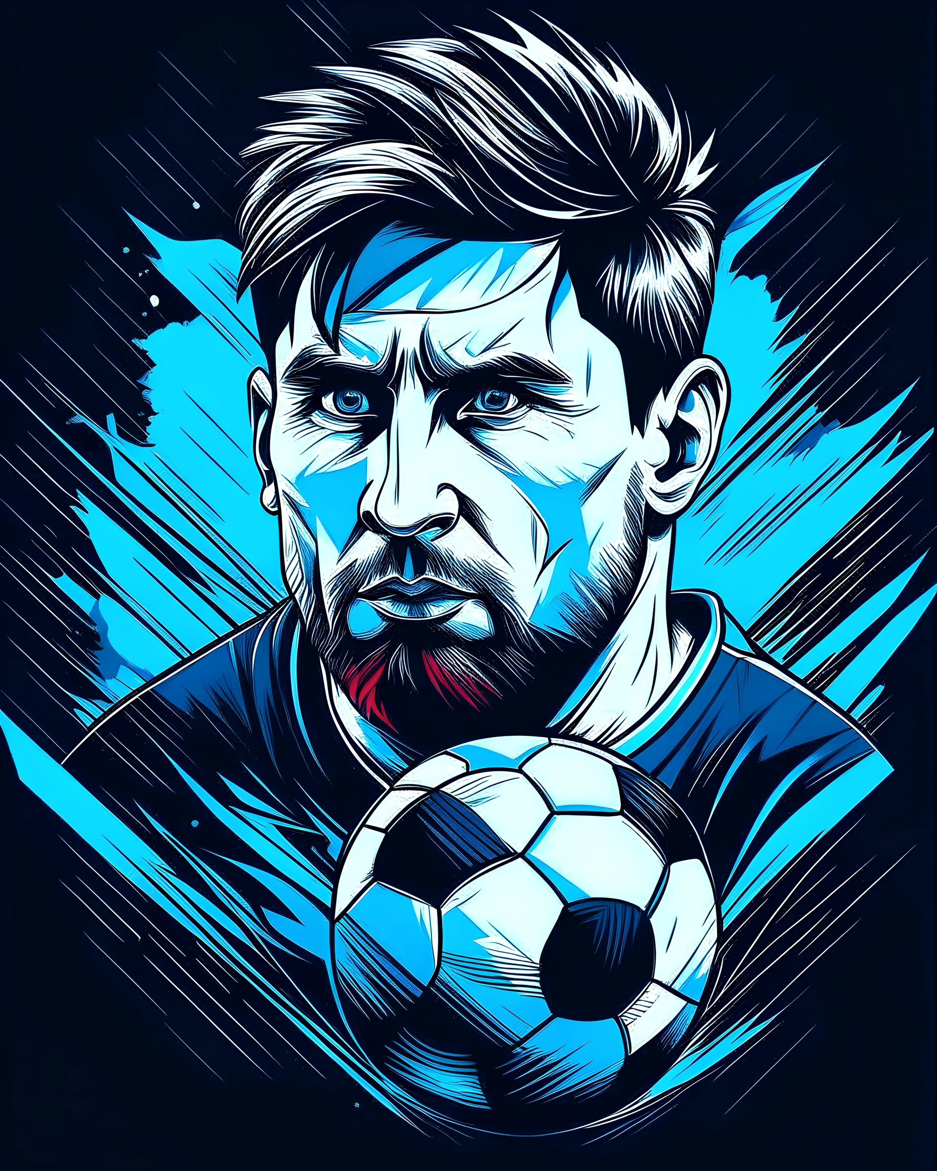 edit a design for messi shot ball for T-shirt