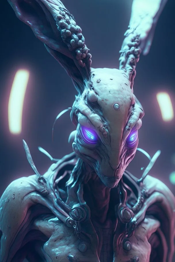 Bunny man humanoid alien,hyper detailed, digital art, trending in artstation, cinematic lighting, studio quality, smooth render, unreal engine 5 rendered, octane rendered