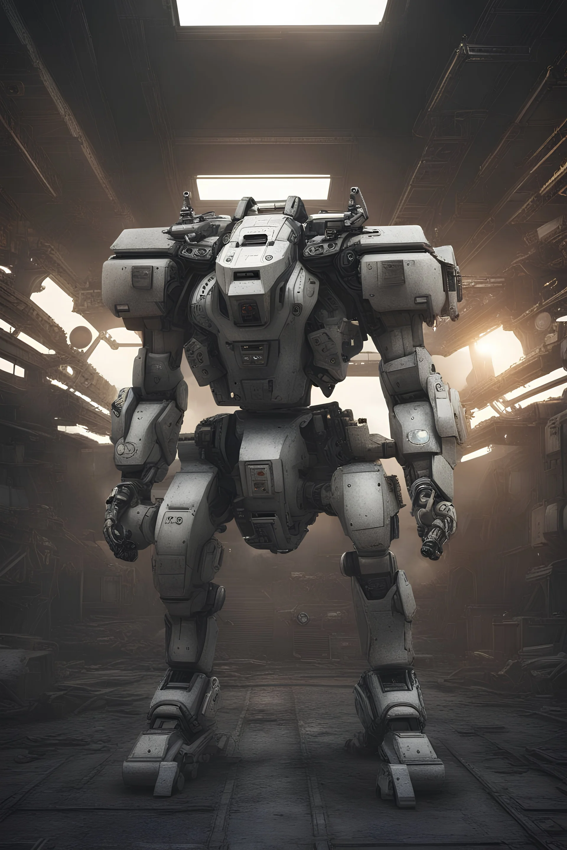 boston dynamics like mecha, weapon railgun, industrial style, mars background, realistic war photo