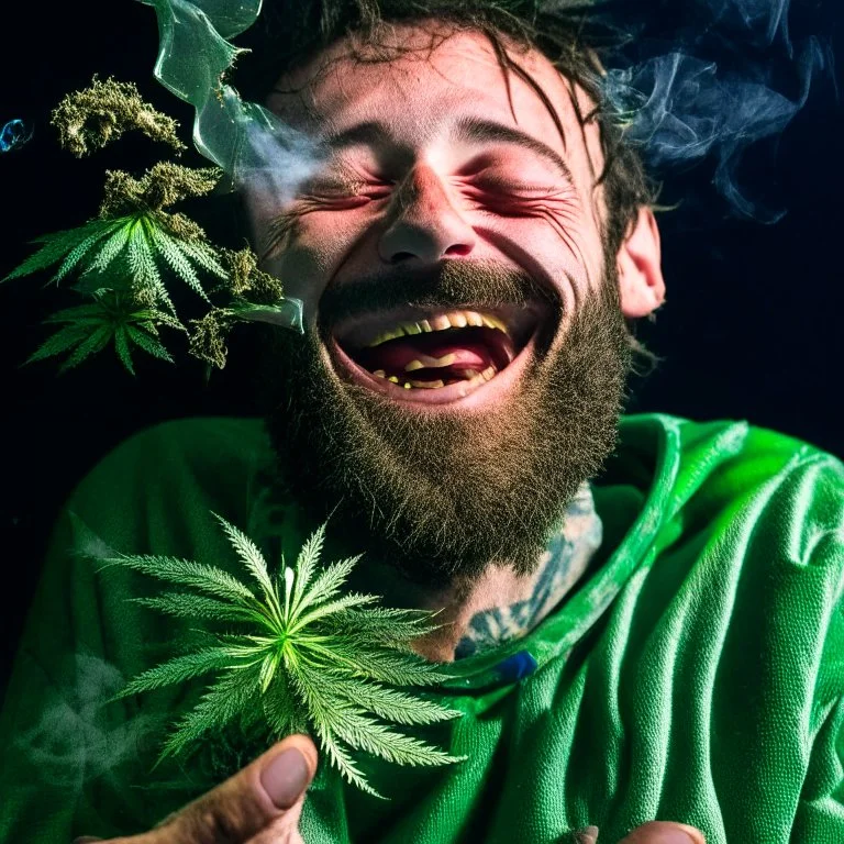 A man enjoying the intoxicating feeling from the weed