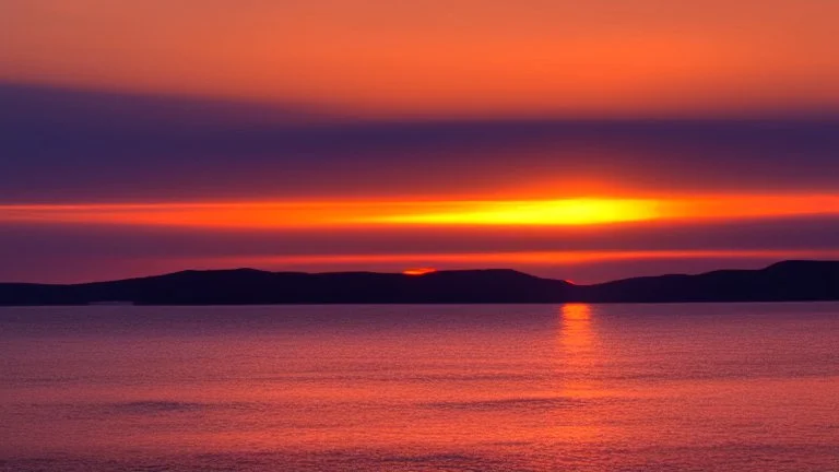 sunset over the light rippling waters of the bay