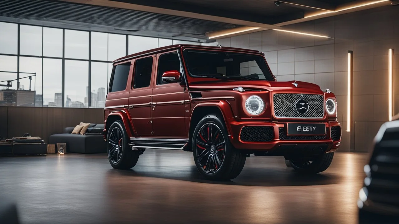Bentley And GClass merged , desktop wallpaper, 4K, Cinematic, in the middle of showroom