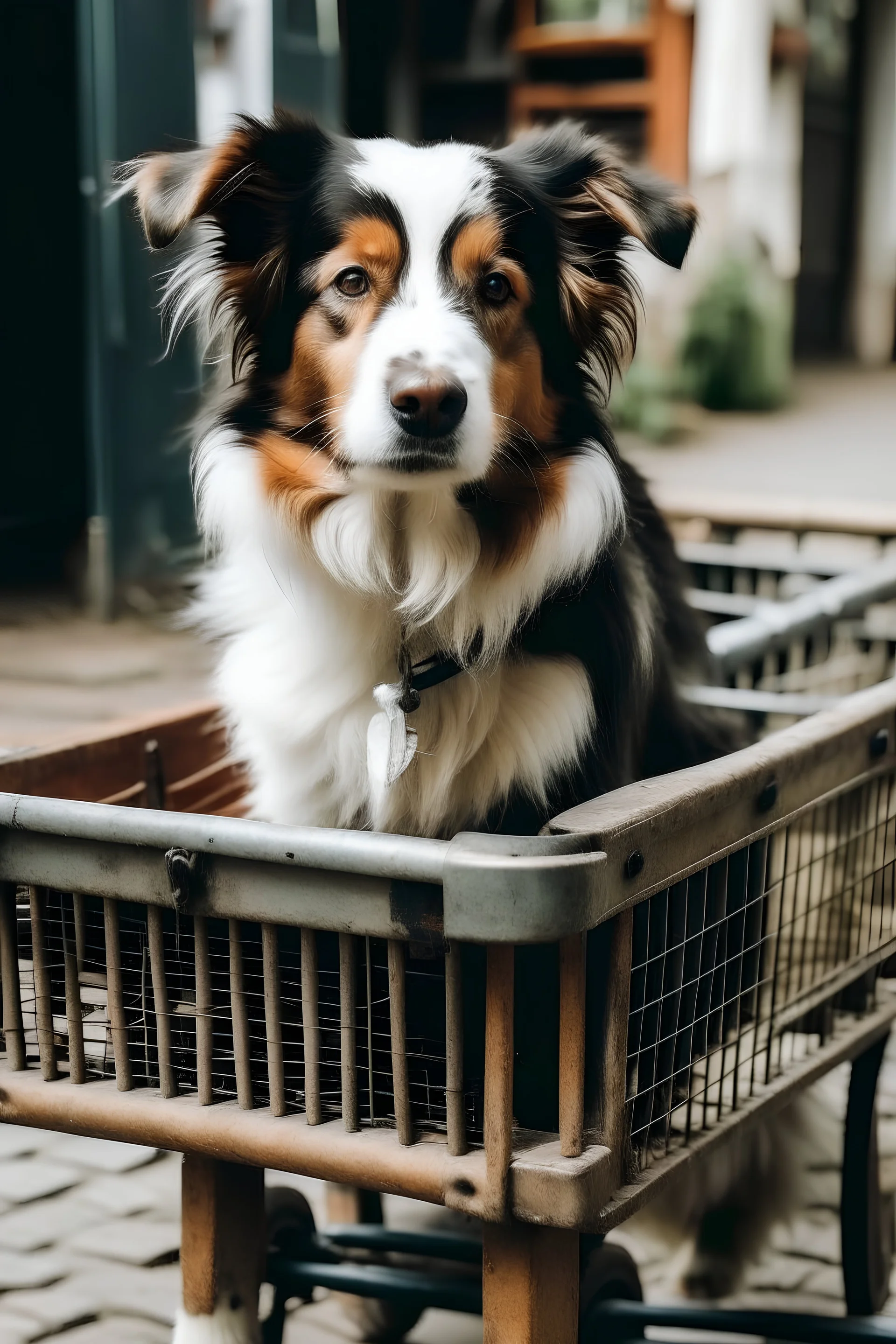 un perro en un carro