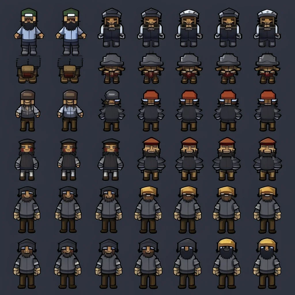 sprite sheet character, rimworld style