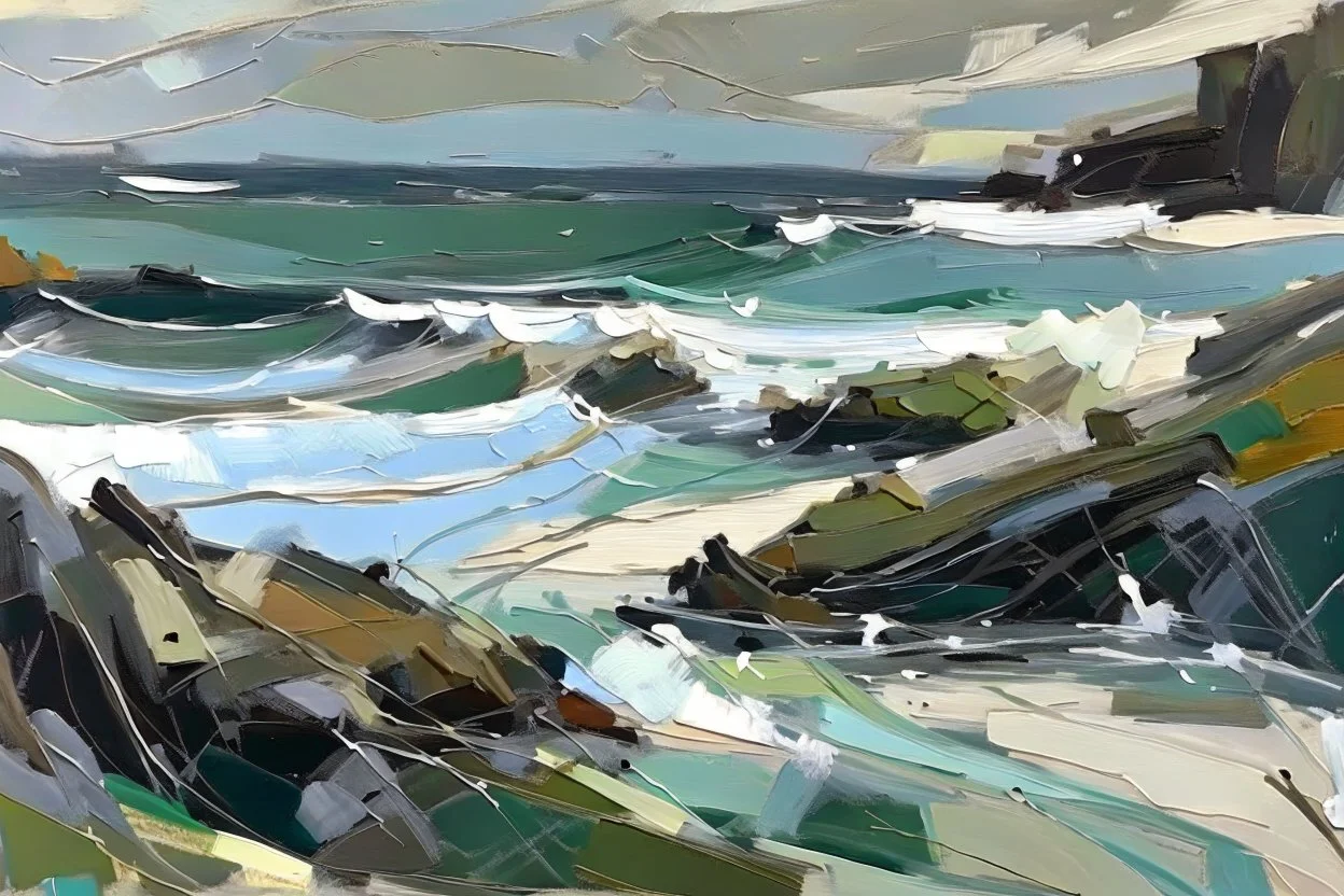 Seascape in the style of Chris Bushe and Frank Auerbach
