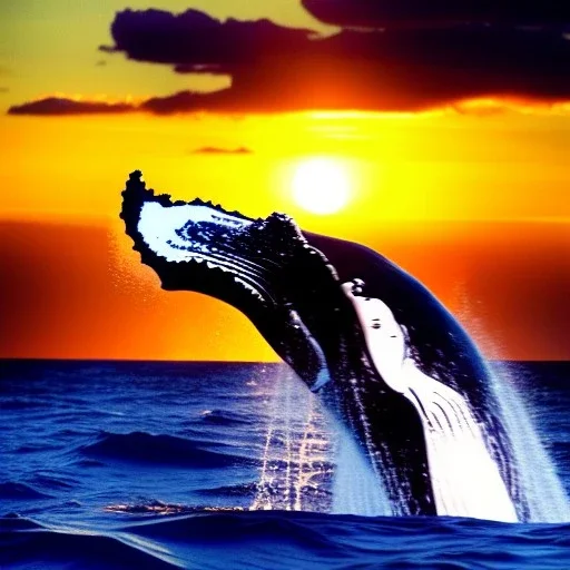 beautiful humpback whale jumping out of turbulent ocean water, stunning, magnificant, sunset sky, 8k resolution, high-quality, fine-detail, detailed matte, photography, illustration, digital art, brian froud, howard lyon, greg rutowski, Anne Dittman, Anne Stokes,