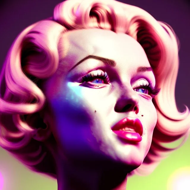 Realistic image portrait, sweet Marylin Monroe, blonde woman, cyberpunk style, long hair, glow eyes, highly detailed, unreal engine 5, ray tracing, RTX, lumen lighting, ultra detail, volumetric lighting, 3d, finely drawn, high definition, high resolution.