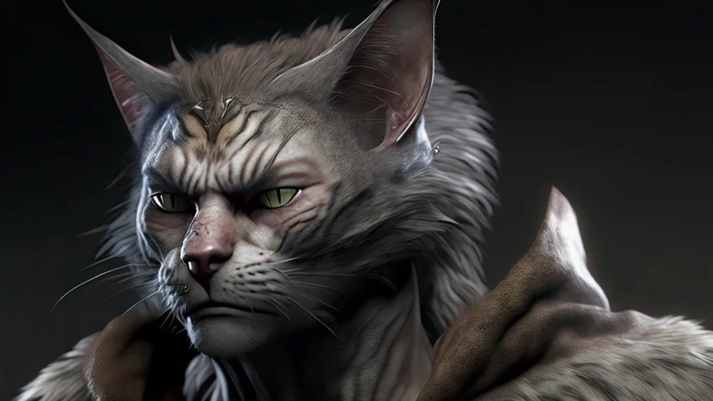 cat man, fine rendering, high detail, 8K, man