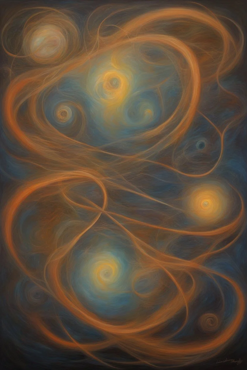 "Quantum Entanglement" is a Heavily Glazed Oil paining that depicts otherworldly Celestial Art; Expressionism; elegant; fantasy; award-winning