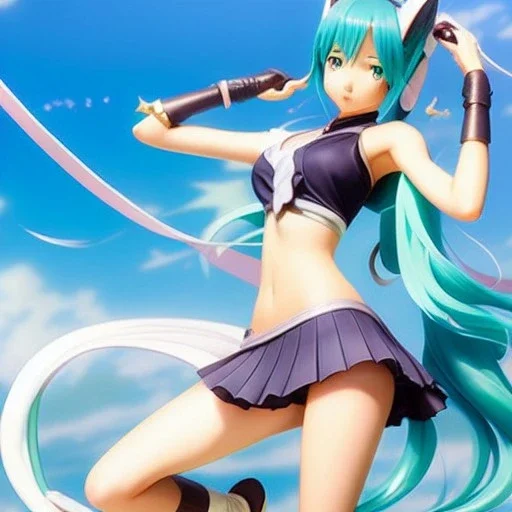 Anime art of beautiful Hatsune miku with beautifel legs by artgerm, ross tran, magali villeneuve, Greg Rutkowski, Gil Elvgren, Alberto Vargas, Earl Moran,, Art Frahm, Enoch Bolles