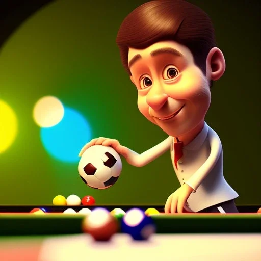 portraid of billiard player,in underground wonderland, rendered in the style of pixar