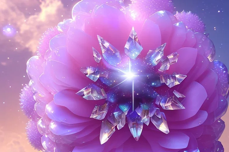 one big crystal subtle flower in a galactic ambiance of the sky, transparent petals, delicate colors, in the foreground, full of details, smooth, bright sunshine，soft light atmosphere, light effect，vaporwave colorful, concept art, smooth, extremely sharp detail, finely tuned detail, ultra high definition, 8 k, unreal engine 5, ultra sharp focus