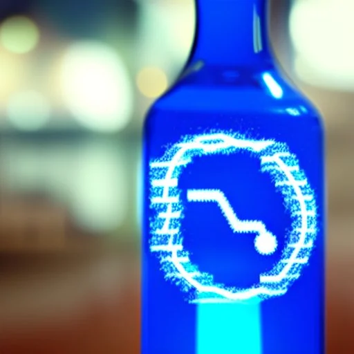 A digital message in a glass bottle. The message is the creation of artificial intelligence.