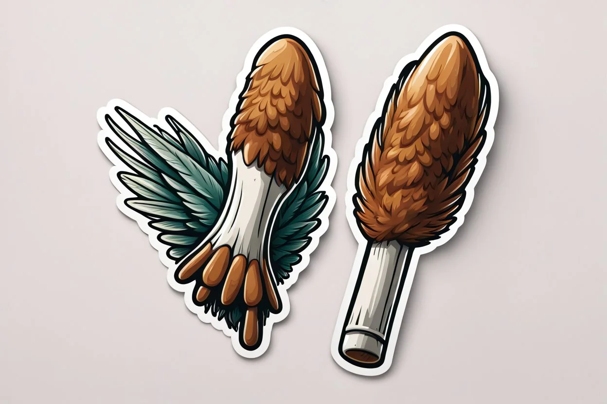 illustrated drumstick and wing, stickers