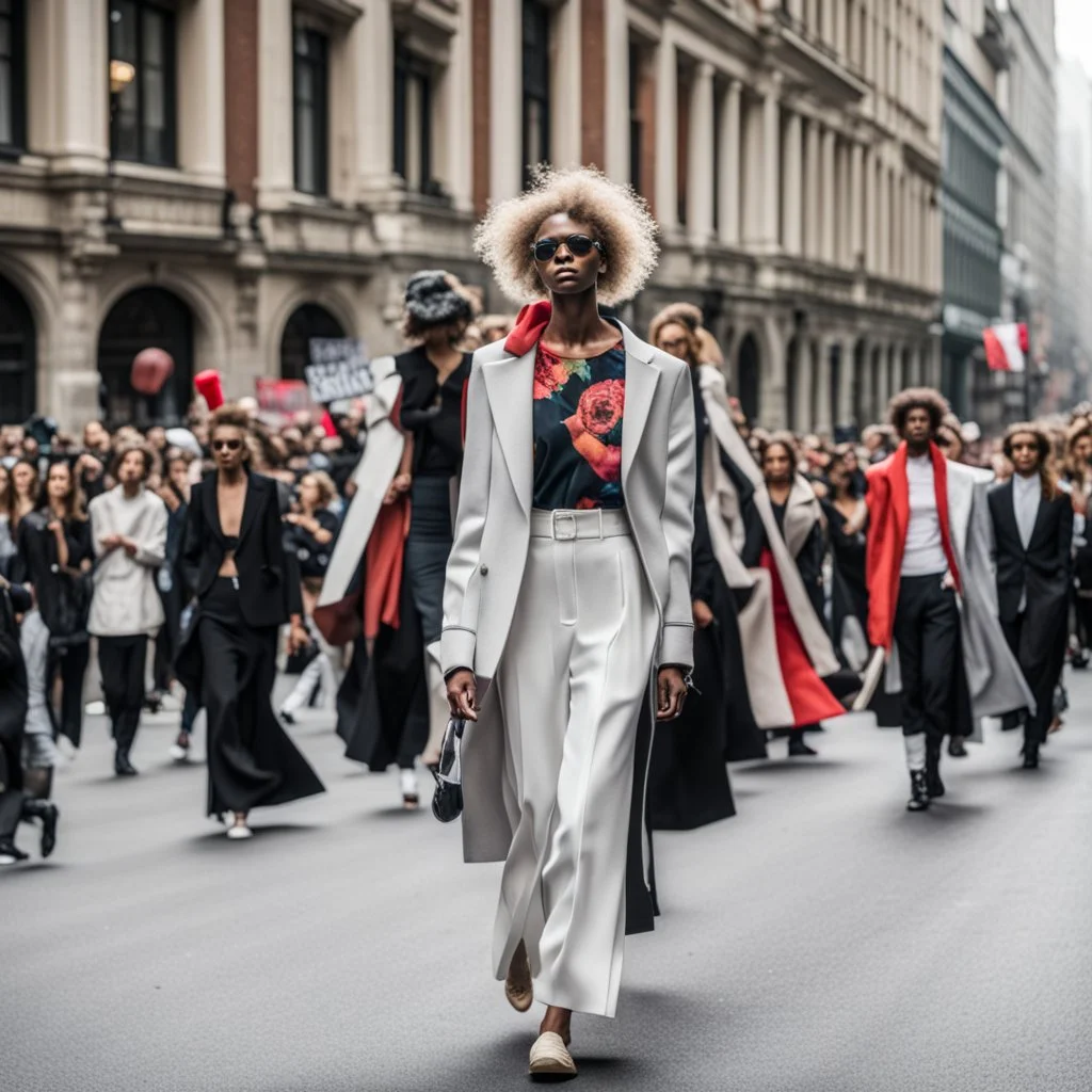 A combination of a protest march and a fashion show