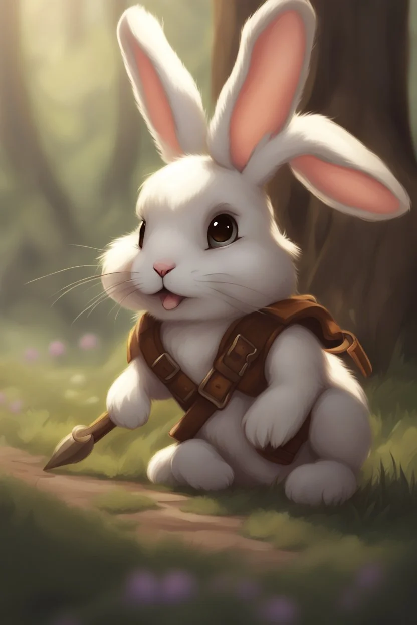 Cute bunny floppy ears adventurer dnd art realism soul sucking