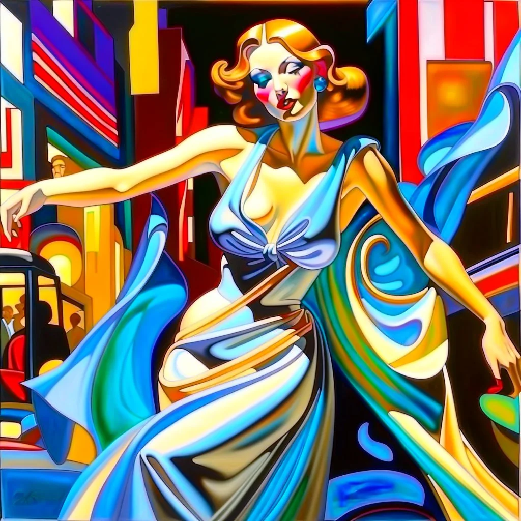 woman dancing in the street Tamara de Lempicka