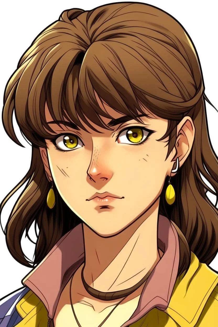 jojos style brown mullet bangs japanese girl character