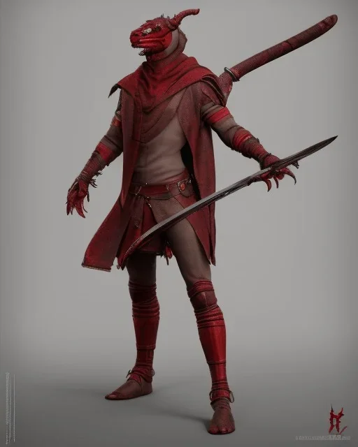 Red Tiefling with demonic broken blood rust sword