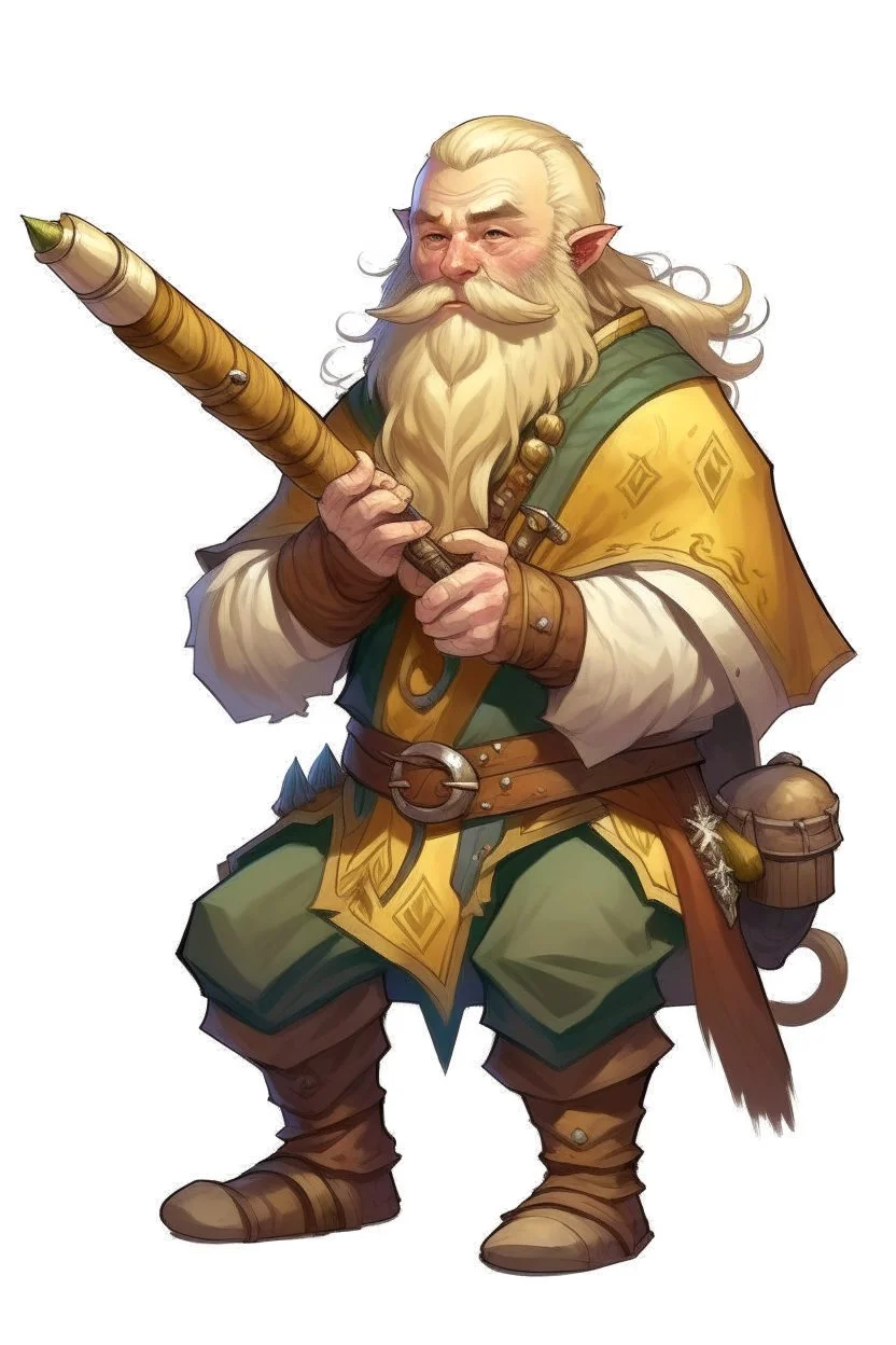 teenage handsome blonde nomadic mountain dwarf with musical flute dnd