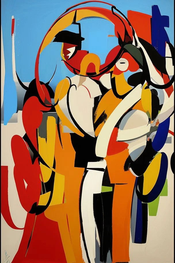 Abstract art in the style of jack vettriano