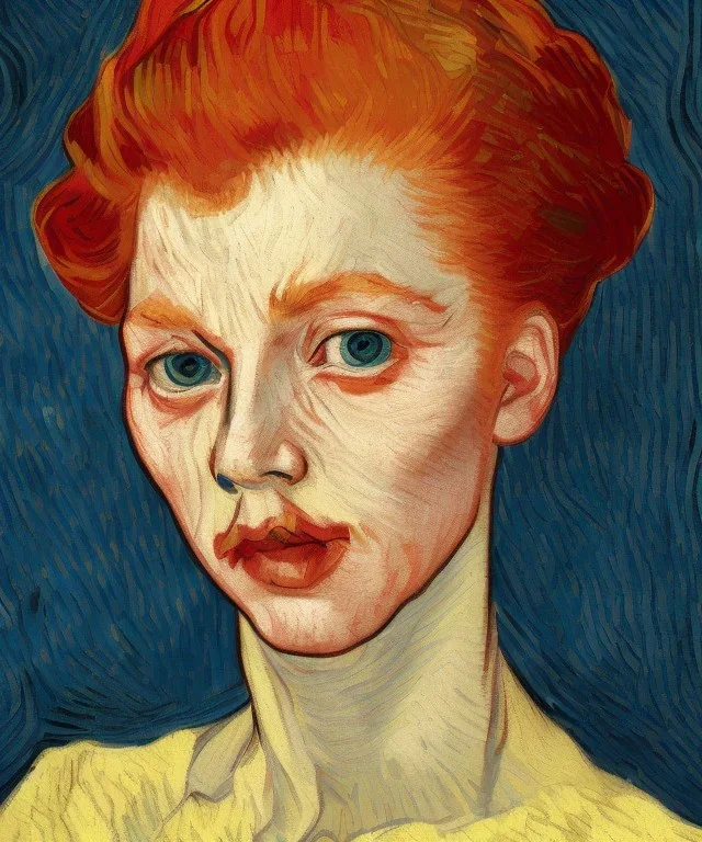 woman classic portrait colourful redhead by van gogh