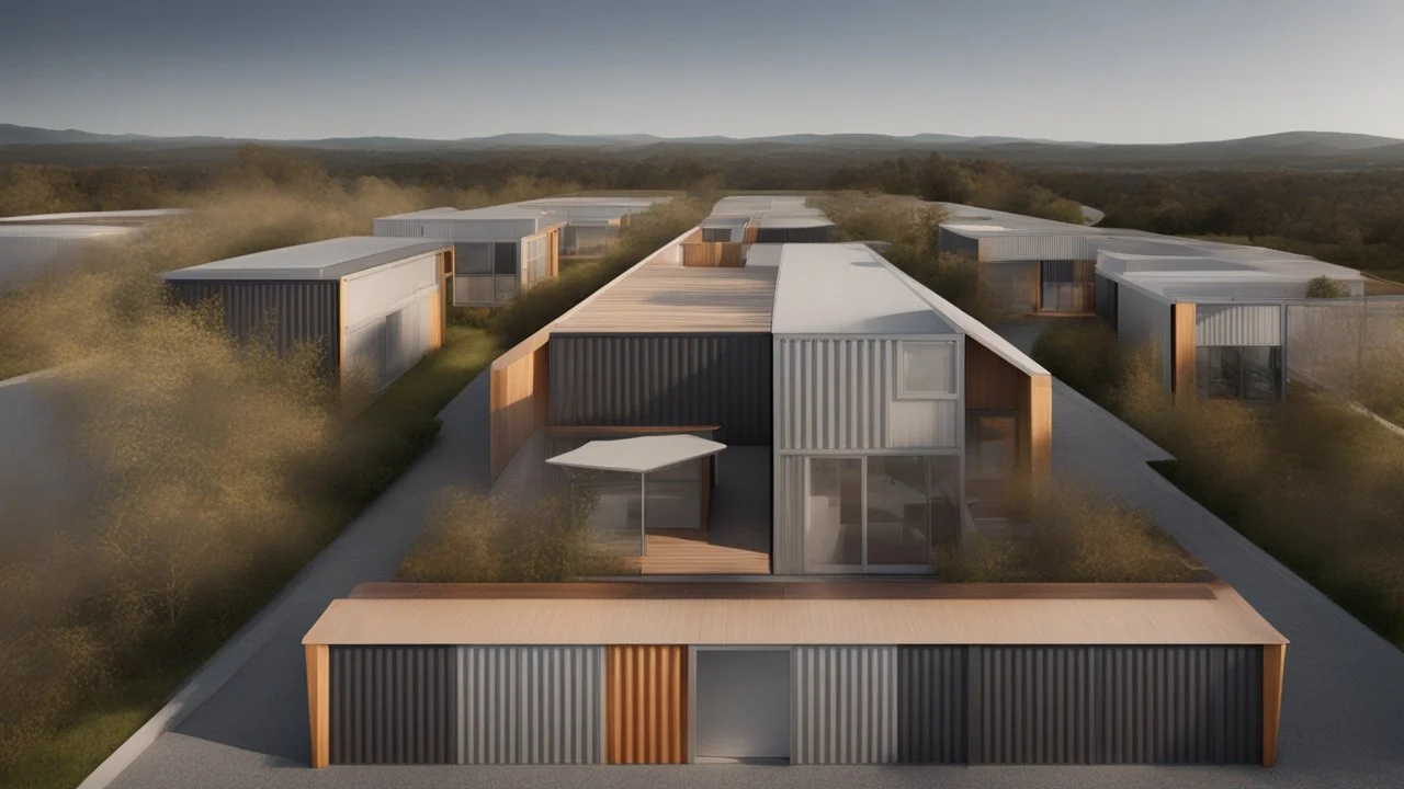 vue aerienne architecture vernaculaire maisons containers modernes