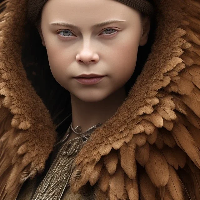  Greta Thunberg portrait rusty metal, feathers, Dryad, fae, sidhe, ominous, nature, plants, wildflower, facepaint, dnd character portrait, intricate, oil on canvas, masterpiece, expert, insanely detailed, 4k resolution, retroanime style, cute big circular reflective eyes, cinematic smooth, intricate detail , soft smooth lighting, soft pastel colors, painted Renaissance style