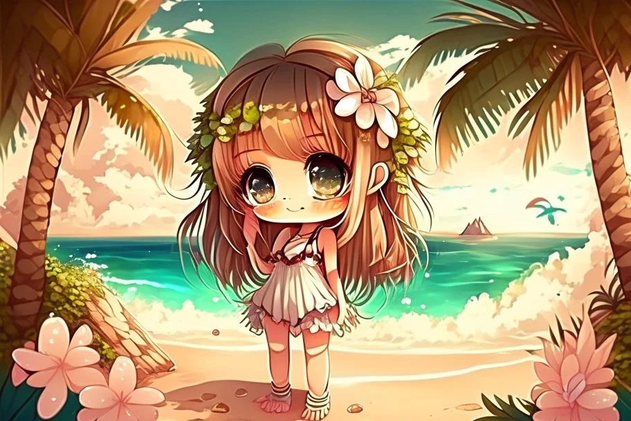 cute chibi girl in the paradise