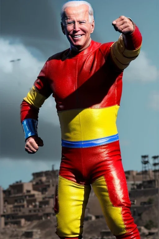 realistic image of joe biden as a mexican wrestling fighter posing, red and blue breeches, retro style, 80s, vibrant color, highly detailed, sky background, concept art, unreal engine 5, god rays, ray tracing, RTX, lumen lighting, ultra detail, volumetric lighting, 3d, finely drawn, high definition, high resolution.