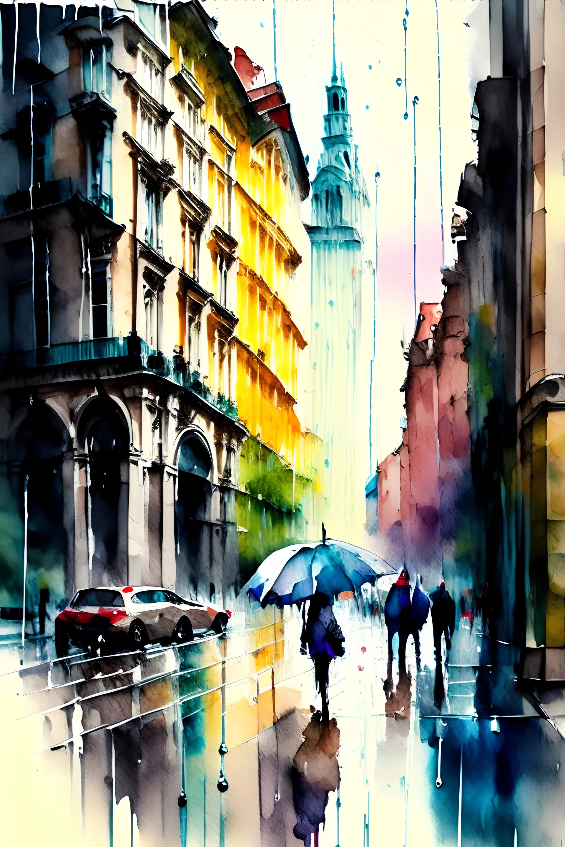 milano rainy water colour with folour